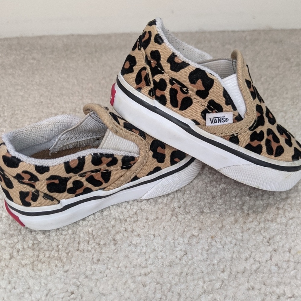 Size 3 - Cheetah Slide on Vans - Gently used - worn by a non-walker